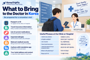 How to See a Doctor in Korea (2026 Guide for Tourists) Medical emergency guide for tourists in Korea showing when to call 119, emergency care, hospital costs, insurance documents, and important records