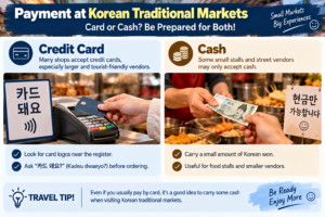 Card and cash payment tips at Korean traditional markets