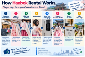 Step by step hanbok rental process in Korea for travelers
