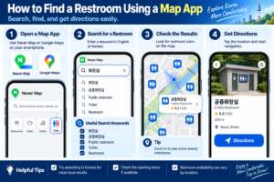 How to Find Public Restrooms in Korea (2026 Guide for Travelers) How to find a public restroom in Korea using a map app