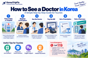 How to See a Doctor in Korea (2026 Guide for Tourists) Step-by-step guide for tourists seeing a doctor in Korea, from finding a clinic and registration to payment, prescription, and pharmacy